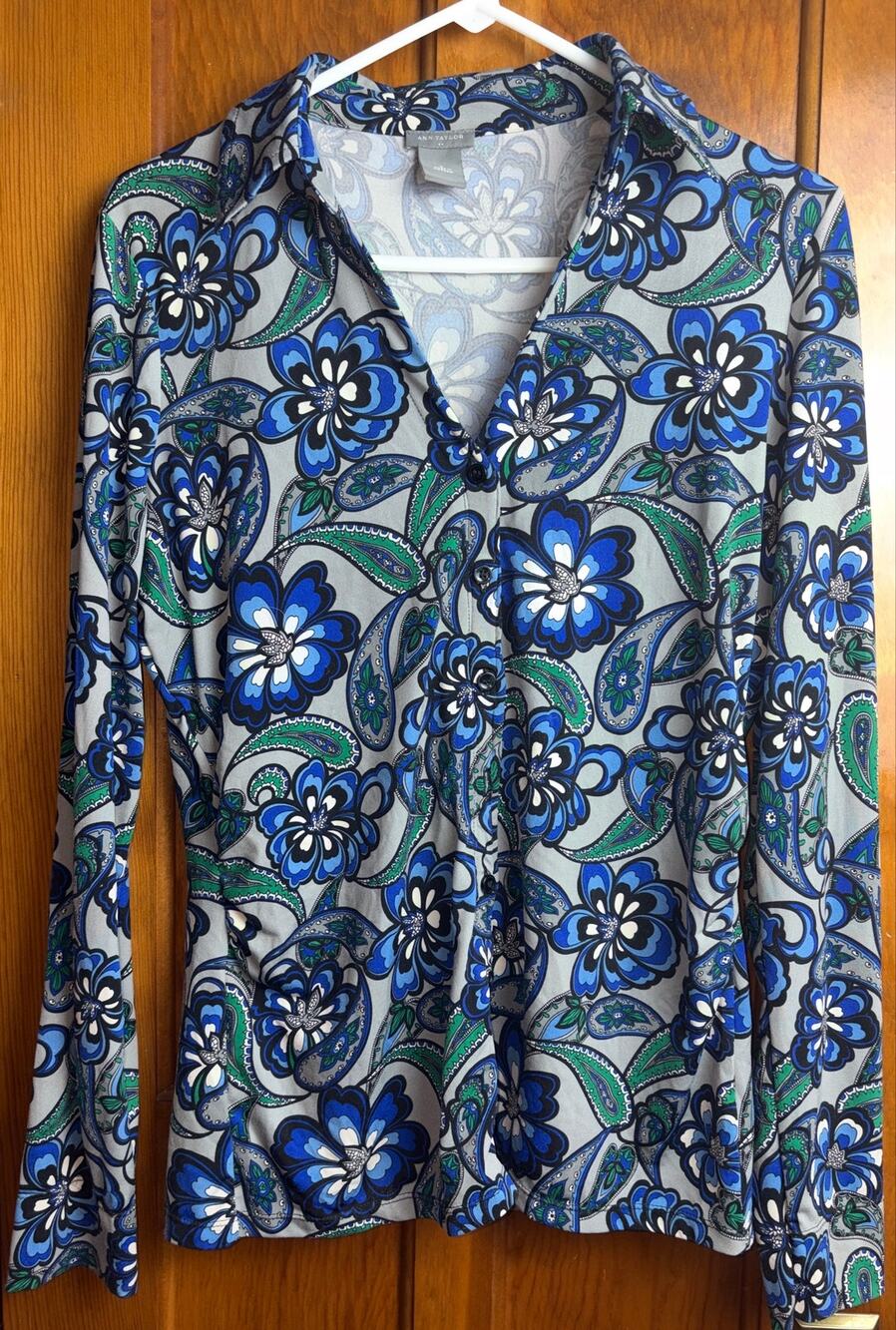 Ann Taylor Floral Paisley Print Blouse Size L